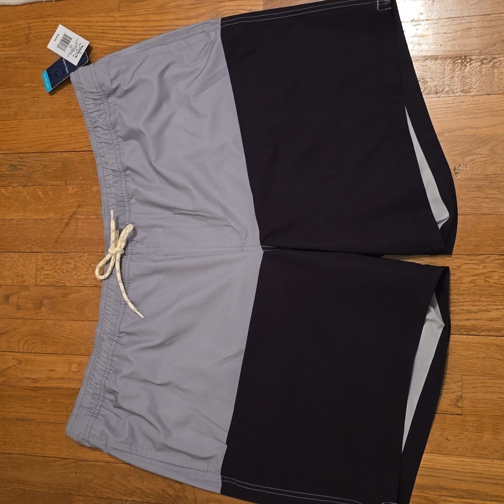 TRINITY COAST BRAND MENS BIG & TALL GRAY & BLACK SWIM TRUNKS SIZE 4XB